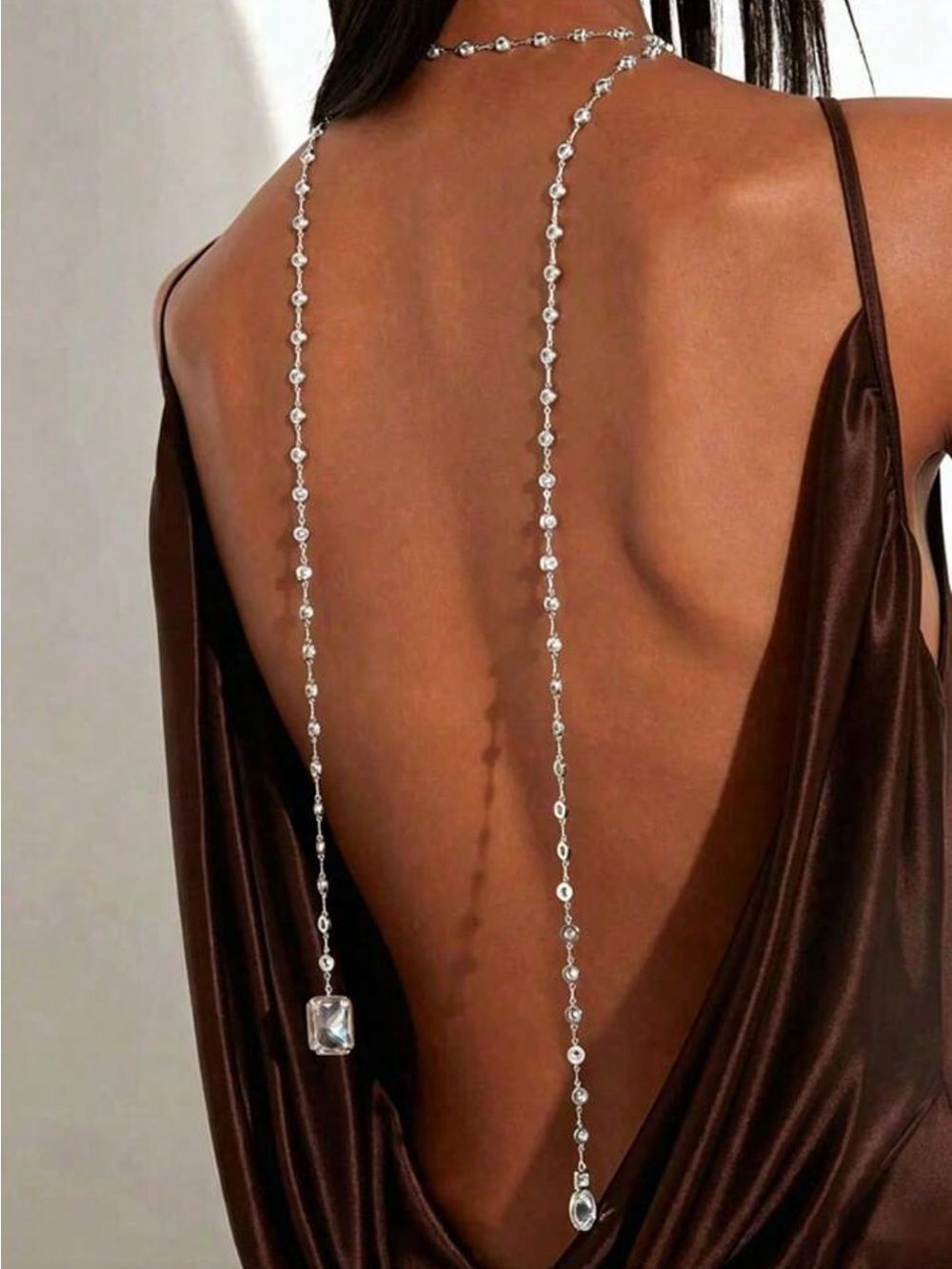 Long Backdrop Crystal Strand Necklace Q1136